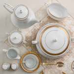 ⁦NORITAK طقم سفرة بورسلين سيرلانكي سجنتشر جولد - 112 قطعة⁩ - الصورة ⁦5⁩