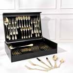 HERDMAR طقم شوك ومعالق برتغالي لون جولد - 75 قطعة