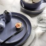 ⁦هوم سيكريت طقم عشاء بورسلين تركي لون موف كنار بلاتين - 28 قطعة⁩ - الصورة ⁦3⁩