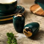 ⁦هوم سيكريت طقم عشاء بورسلين تركي لون زيتي كنار ذهبي - 28 قطعة⁩ - الصورة ⁦3⁩