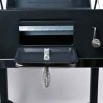 ⁦شواية فحم ميكانيزم مربعة بعجل K-3583 لون أسود⁩ - الصورة ⁦2⁩