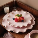 ⁦طقم شاي وجاتوه بورسلين مموج تايلاندي بينك كنار ذهبي 24 قطعة⁩ - الصورة ⁦6⁩