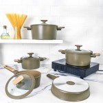 طقم حلل نانستيك مضلع من روز HS-90 لون زيتي 9 قطع