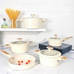 طقم حلل نانستيك مضلع من روز HS-90 لون أبيض 9 قطع