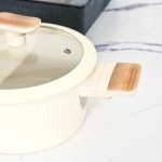 ⁦طقم حلل نانستيك مضلع من روز HS-90 لون أبيض 9 قطع⁩ - الصورة ⁦3⁩