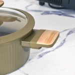 ⁦طقم حلل نانستيك مضلع من روز HS-90 لون زيتي 9 قطع⁩ - الصورة ⁦4⁩